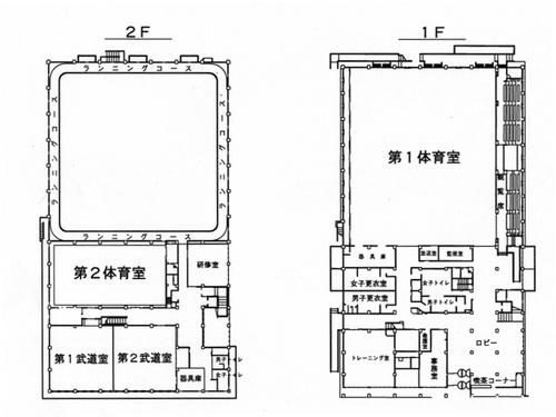 総合体育館の見取り図のイラスト