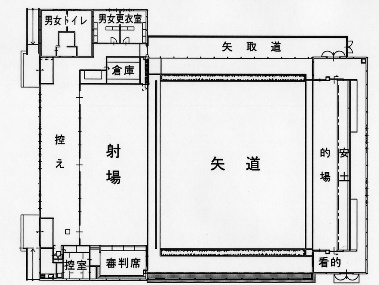 弓道場の見取り図のイラスト