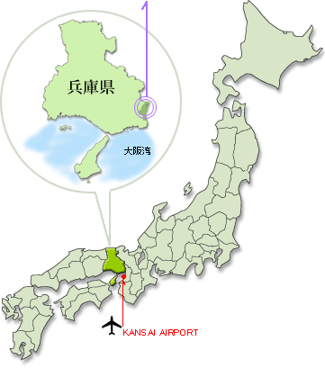 川西市の位置日本列島から見て