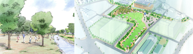 市民ワークショップのご意見をもとに完成した、公園と遊歩道の設計図