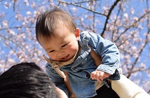 親が子を高い高いする写真