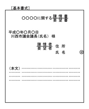 陳情・要望書、基本書式