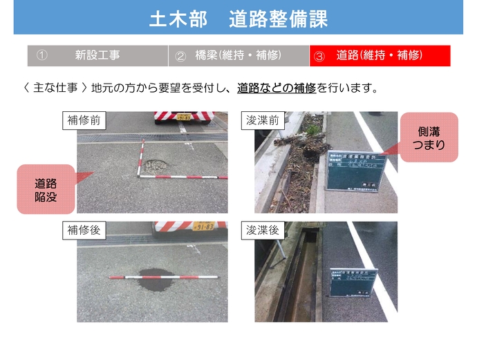 道路整備課、維持、補修、写真