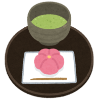 抹茶とお茶菓子のイラスト