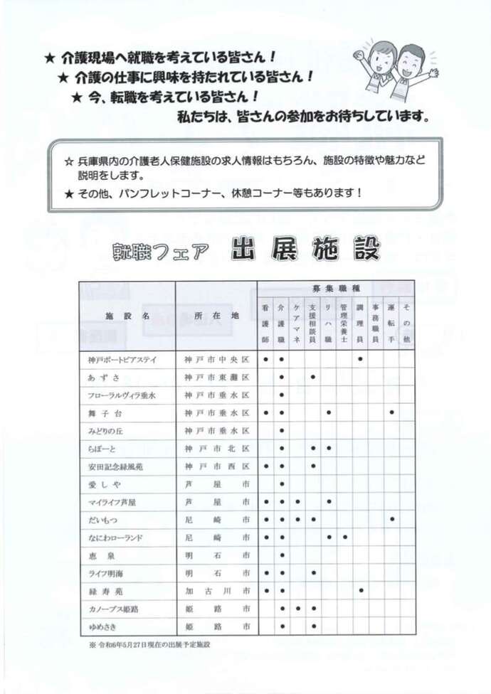 福祉（老健施設）の就職フェア　裏面