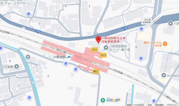 川西池田駅北立体駐輪場位置図
